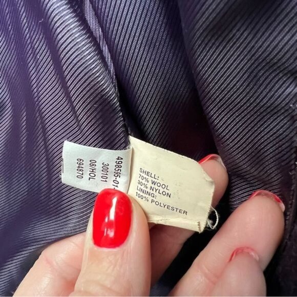Gap Petites Y2K Purple Wool Winter Overcoat - Picture 9 of 10